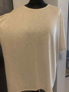 H&M stylowa elegancka bluzka tunika top oversize zamek błyszcząca beż ecru