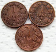 Franciszek Józef zestaw 1 krajcar 1860,1861,1878 r.