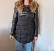 Kurtka Ochnik puchowa ze skora i naturalnym futrem z jenota