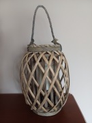 Lampion w stylu BOHO, rattanowy, wysokość 30 cm+rączka