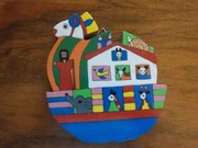 Drewniana kolorowa Arka Noego obrazek