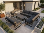 Zestaw ogrodowy Vonge narożnik sofa, fotel oraz stolik.