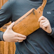 Duża skórzana saszetka nerka „Ultra”Handmade Work!