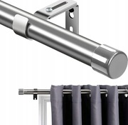 KARNISZ 76-116 CM KARNISZ SKŁADANY DO OKIEN OKRĄGŁA KOŃCÓWKA SILVER SREBRNY