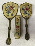 Śliczny Zestaw lusterko szczotka grzebień ażurowy mosiężny