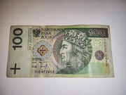 Banknot 100zł seria YH zastępcza testowa próbna