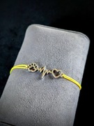 SREBRNA BRANSOLETKA SZNURKOWA Serce Łapka Linia życia