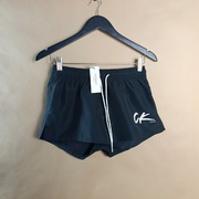 Calvin Klein Szorty Damskie Czarne Poliester Logo Nowe S 