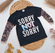 Bluzka czarna imitująca tatuaże koszulka sorry not sorry długi  bad boy 98