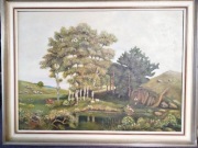 Olej na płótnie. Pejzaż wiejski 