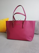 Oryginalna skórzana duża, pojemna torba shopper MK Michael Kors - fuksja