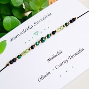 Bransoletka MALACHIT OLIWIN CZARNY TURMALIN talizman OCHRONA i OBFITOŚĆ