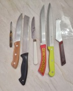 7 kuchennych noży używanych i 1 nowy 