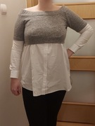 Biała koszula ciążowa roz S/M By Megi ze swetrem 