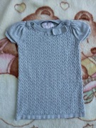 Elegancka szara sweterkowa sukienka 86 splot warkocz kokardka jak nowa