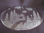 VINTAGE  DUŻA SZKLANA TACA,  Z  MOTYWAMI ŚWIĄTECZNYMI NIEMCY