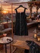 Sukienka damska mini jeans czarna S 36 Denim & Co  zamek 