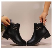 Eleganckie Botki Damskie - Wodoodporne, Antypoślizgowe z Bocznym Zamkiem