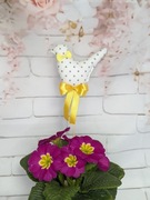 Ptaszek na piku, dekoracja wielkanocna koszyczek, bawełna