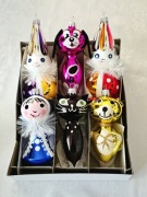 Bombki choinkowe szklane 6 szt mix kolorowe kształtki retro jak prl figurki