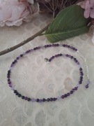 Naszyjnik handmade z naturalnych kamieni hematyt agat chalcedon 