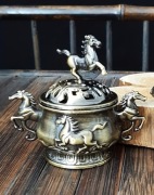 Kadzielnica KOŃ Szczęścia – Mosiądz, Styl Retro + Torebka GRATIS!