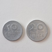 Kolekcja Węgierskich Monet - 10 Fillerów 1951 i 20 Fillerów 1972 Aukcja 7.5