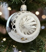 Bombka choinkowa srebrny Reflektor 8 cm szklane ozdoby retro styl jak  prl 