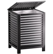 Kosz na pranie bambusowy 120L z pokrywą łazienkowy czarny