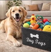 Wytrzymały Składany Kosz na Zabawki dla Psa z Uchwytami 