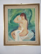 JAPONKA W KAPIELI - OLEJNY- Sygn.