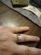 Pierścionek srebrny,próba 925 krzemień pasiasty naturalny kamień