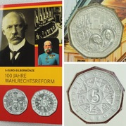 Moneta 5 euro 2007 - Austria  Prawo Wyborcze - blister, srebro, AG