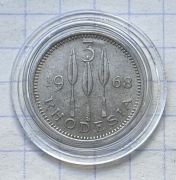 #3114 Rodezja 3 pensy 1968 piękna 