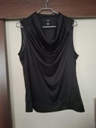 Bluzka damska, czarna, bezrękawnik, dekolt fala, gotyk, wieczorowa