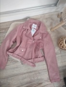 Kurtka ramoneska wiosenna brudny róż biker M 