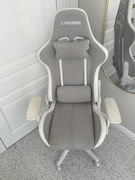 Krzesło gamingowe białe szare JYSK Nibe tkanina