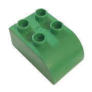 Lego Duplo klocek 2x2 Curved Top zielony 