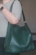 Biba skórzana torebka worek zielona butelka shopperka skóra naturalna zamsz