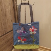 WIOSNA KWIAT I MOTYLE-nowa torba zakupowa z materiału shopperka-hand made