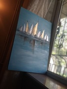 Obraz malowany akrylem że złoceniami