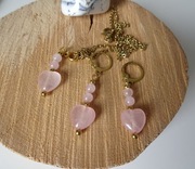 Komplet biżuterii Kwarc różowy Serca Rękodzieło * CZAROITU CZAR