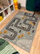 Dywan dziecięcy 120x170 – Ulice / Drogi / Drzewa (Adventures) – Szary