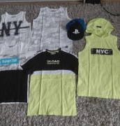 Tylko C&A bluzka t-shirt moro czapka PLAYSTATION 158-164 6 sztuk bdb+