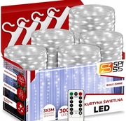 KURTYNA ŚWIETLNA NA OKNO 300 LED 3x3 LAMPKI ŚWIĄTECZNE CHOINKOWE GIRLANDA