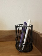 Koszyczek metalowy, stojak, pojemnik biurkowy na długopisy, pisaki