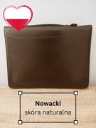 Skórzana aktówka teczka torba męska na dokumenty A4 ciemny brąz