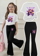 Komplet dres 110 kpop demon hunters huntrix spodnie i t-shirt czarne