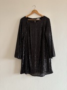 Czarna sukienka cekinowa H&M M mini na sylwestra święta 38 40 luźna