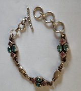 Bransoletka srebrna, oryginalna, z kamieniami szlachetnymi